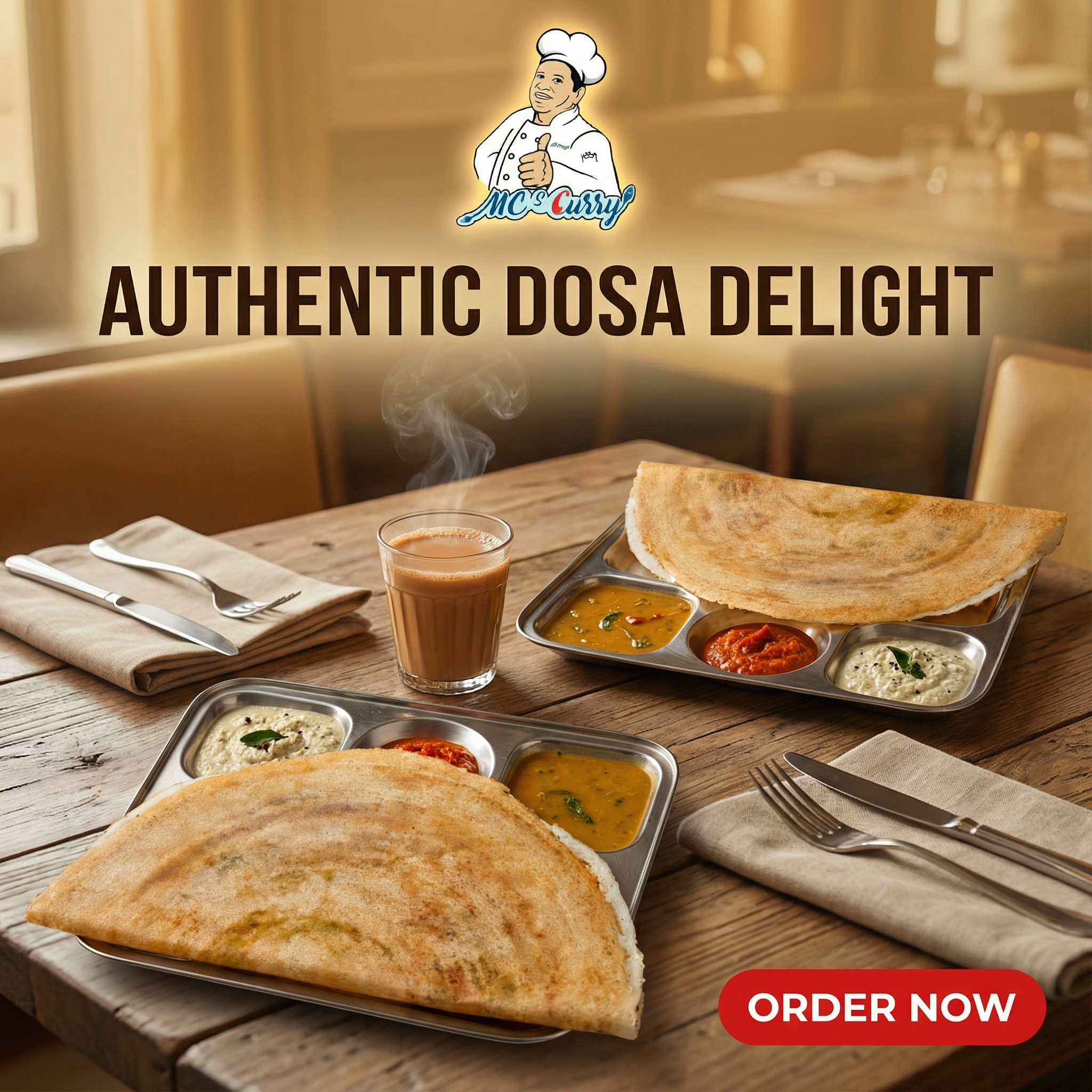 Authentic Masala Dosa and South Indian specialties at MC's Curry Winnipeg